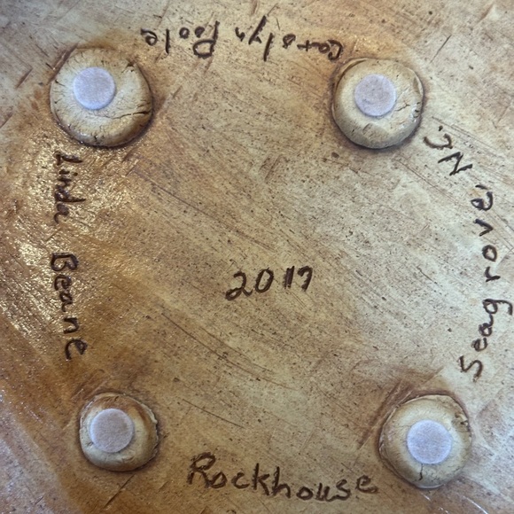 Vintage Studio Pottery Leaf Plate & Dipping Bowl Artist Signed by NC Sisters - Picture 5 of 12